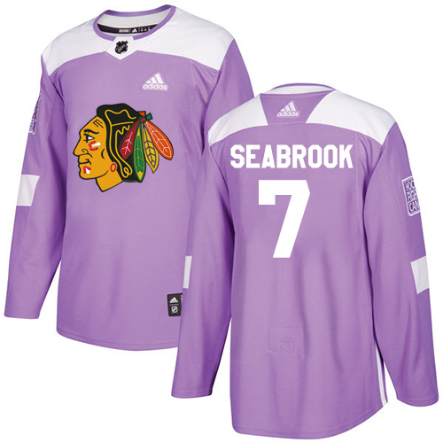 Adidas Blackhawks #7 Brent Seabrook Purple Authentic Fights Cancer Stitched NHL Jersey